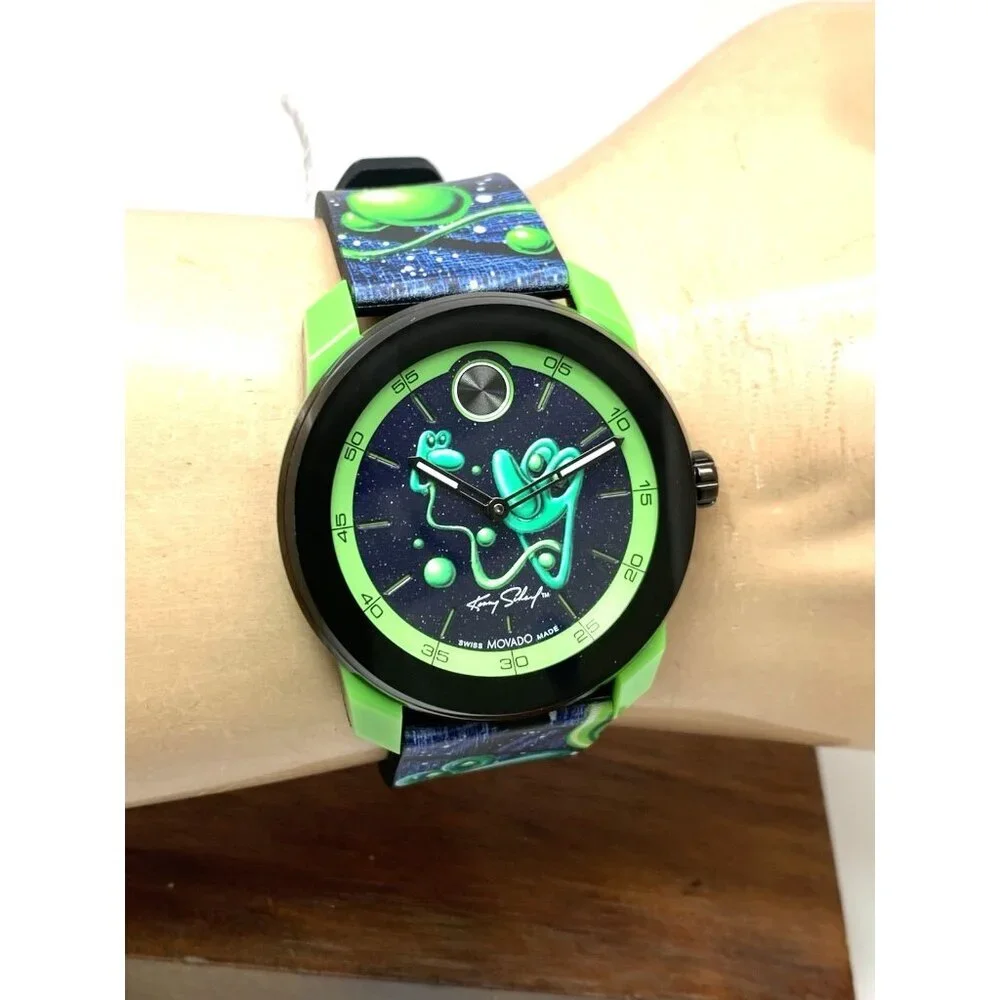 Movado X Kenny Scharf Artist Men's Watch 3601052 Swiss Quartz Rubber Strap 42mm